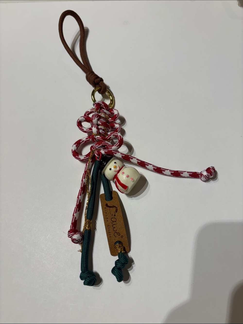 Holiday Snowman Charm Keychain – Red & Green